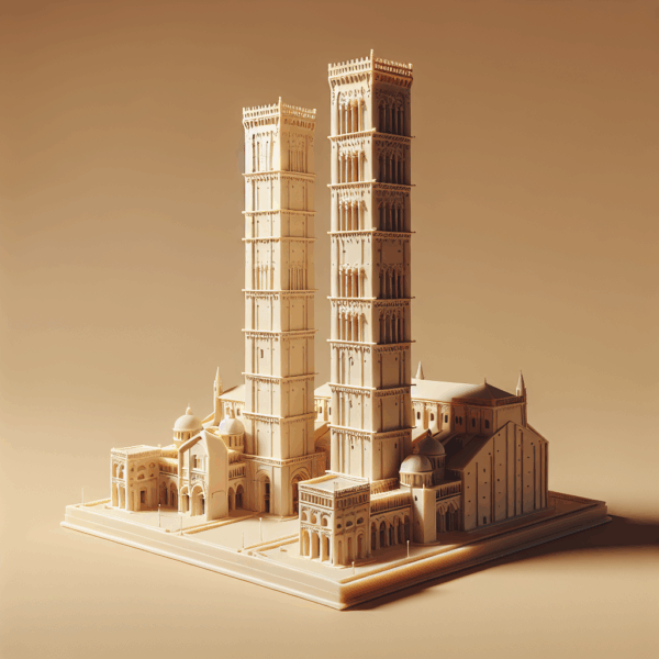 Modello 3D Due Torri di Bologna – Riproduzione Architettonica Detailata