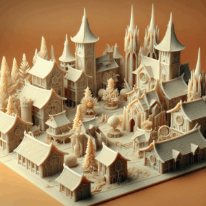 Scenario 3D Fantasy – Villaggio Elfico Completo per Giochi da Tavolo