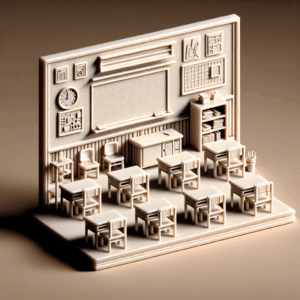 Modello Tattile 3D di Aula Scolastica in Miniatura per Ipovedenti