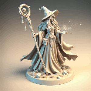 Mini Figura 3D Fantasy da Dipingere – Maga con Bastone Magico